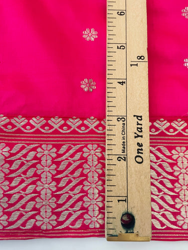 Assam Pat Mulberry Silk Saree | Bright Pink | Silver Zari | Handwoven | Silk Mark Certified | Ships from California